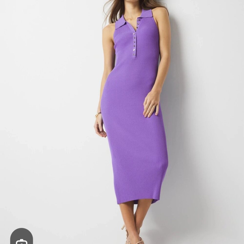 Violet Light WHBM Henley Sweater Dress